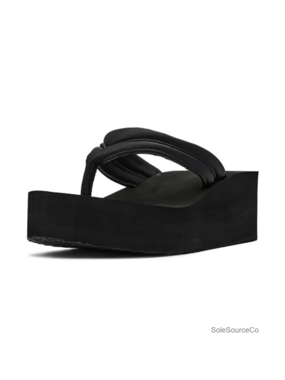 Platform Wedge Sandals Women Thong Strap Slip On PU Leather